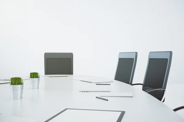 Konferans masası beyaz, yakın çekim — Stok fotoğraf