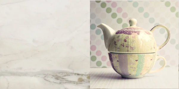 Tea Cup Pot Design Wall Tiles Wall Paper — Stock Photo, Image