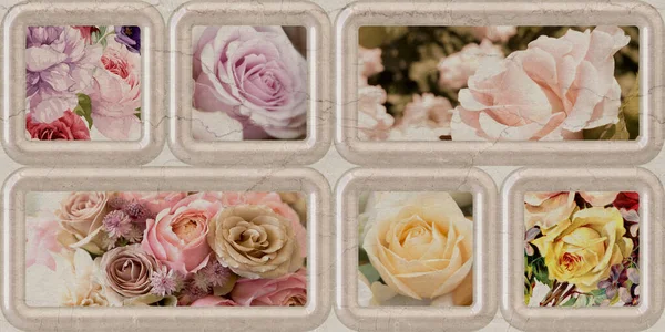 Imagem Ilustração Teste Padrão Flor Para Telhas Cerâmicas Parede Cozinha — Fotografia de Stock