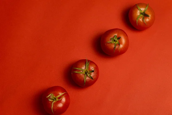 Fresh tomatoes. Red tomatoes on a red background. Tomatoes on a red background.