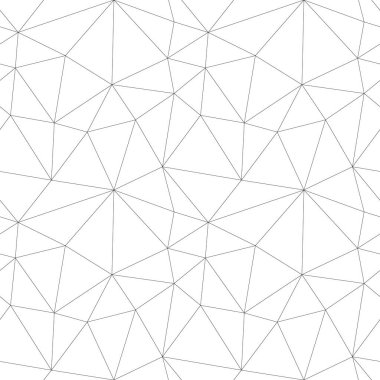 İnce siyah çizgileri olan soyut, kusursuz çokgen arkaplan. Geometrik desenli beyaz arkaplan. Site için duvar kağıdı, defter, kitap ve dergi kapakları. Vektör stok illüstrasyonu