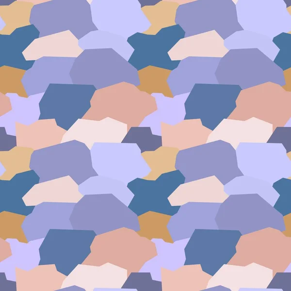 A seamless pattern of many geometric shapes overlapping each other. Soft pastel shades. Blue, pink, sand. Abstract patterns can be used for website design, cover art, and fabric. Vector illustration — Stock Vector