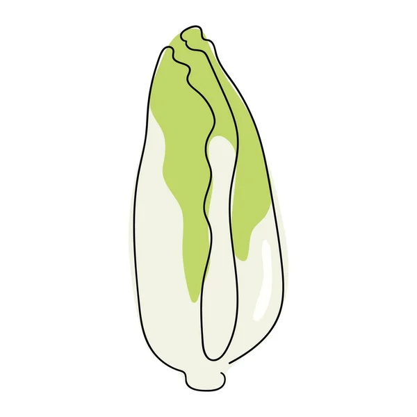 Le chou de Pékin est tiré par une ligne continue. Un légume sain. L'objet est dessiné avec une seule ligne dans le style doodle. Produit du marché agricole. Une seule ligne dessinée continue art gribouillis nourriture — Image vectorielle