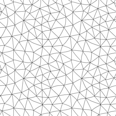İnce siyah çizgileri olan soyut, kusursuz çokgen arkaplan. Geometrik desenli beyaz arkaplan. Vektör hisse senedi çizimi. 