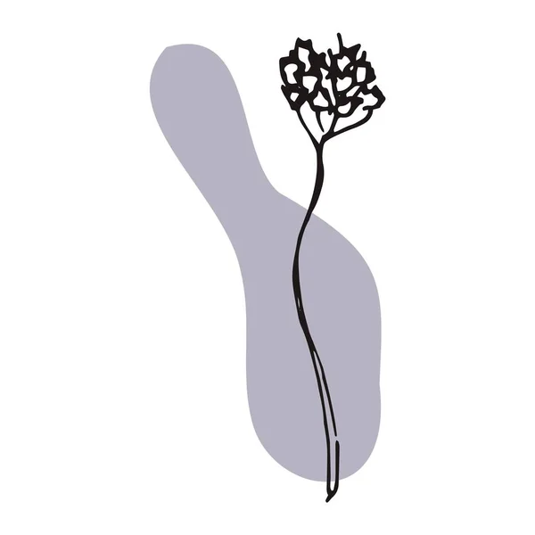 이 식물은 펜으로 손으로 그린 다음 벡터 형식으로 변환 합니다. 배경에는 추상적 인 색깔의 반점 이 있다. Stock vector illustration ( 영어 ). 의복 장식, 포장, 실내 장식을 위하여 — 스톡 벡터