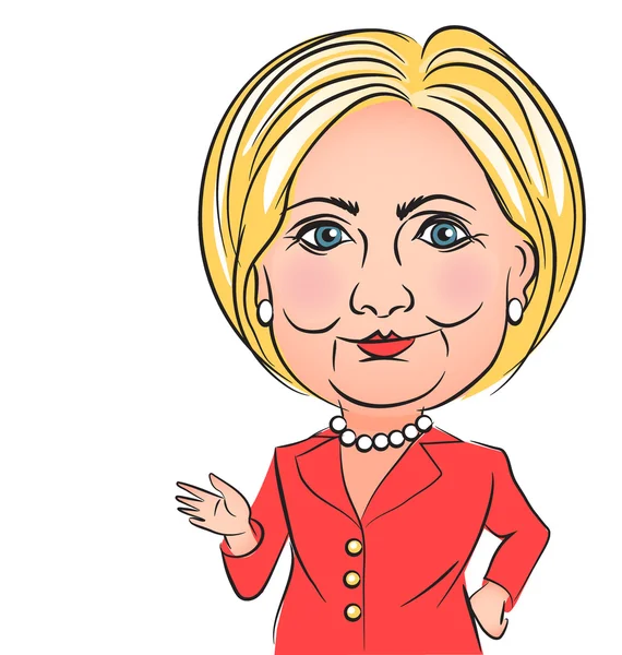 Caricatura do candidato presidencial democrático dos Estados Unidos Hillary Clinton — Vetor de Stock