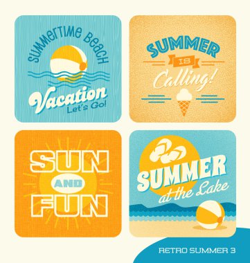 Yaz tatil retro tasarımları için kartları, afiş, tişörtleri