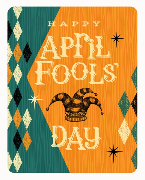 Vintage April Fools Day tarjeta de felicitación o diseño de pancartas — Archivo Imágenes Vectoriales