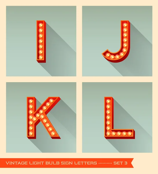 Vintage lamp teken letters i, j, k, l — Stockvector