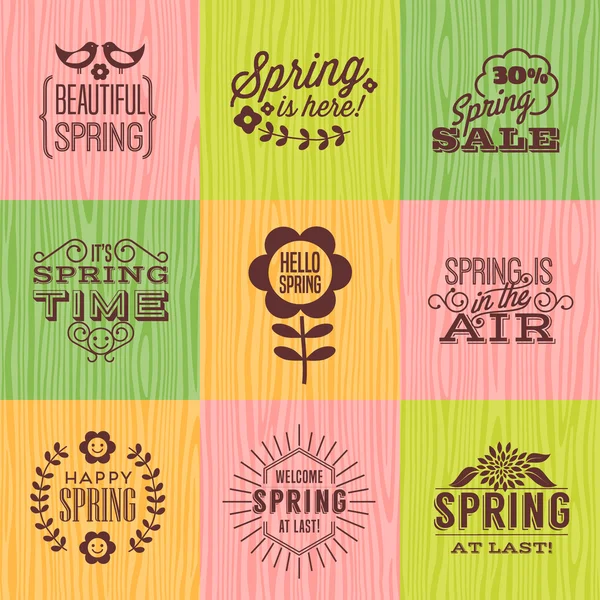 Bahar tipografi tasarım öğeleri — Stok Vektör