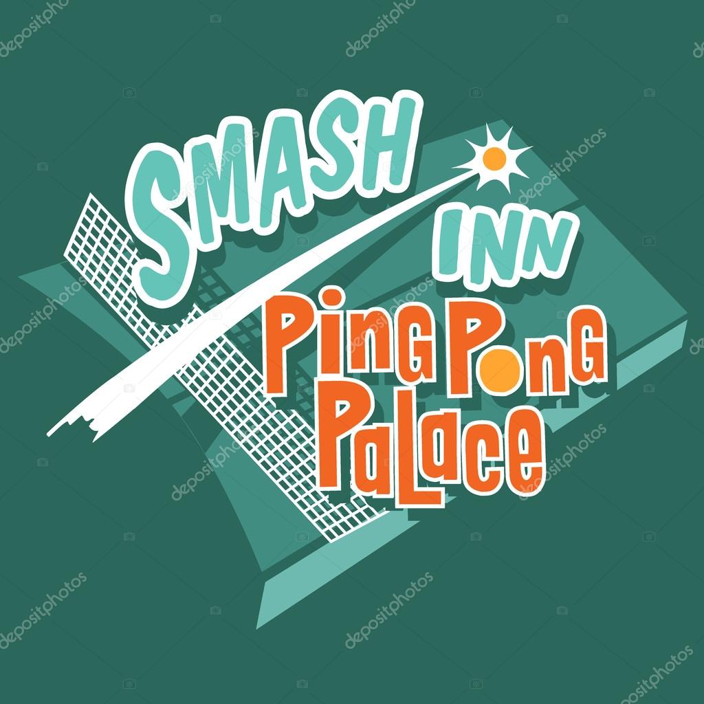 Fictitious retro ping pong palace design for t-shirt, poster, print