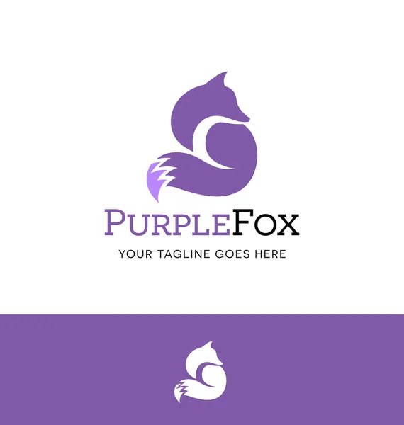 Logotipo Raposa Sentado Roxo Para Negócios Organização Sites Ilustração Vetorial — Vetor de Stock