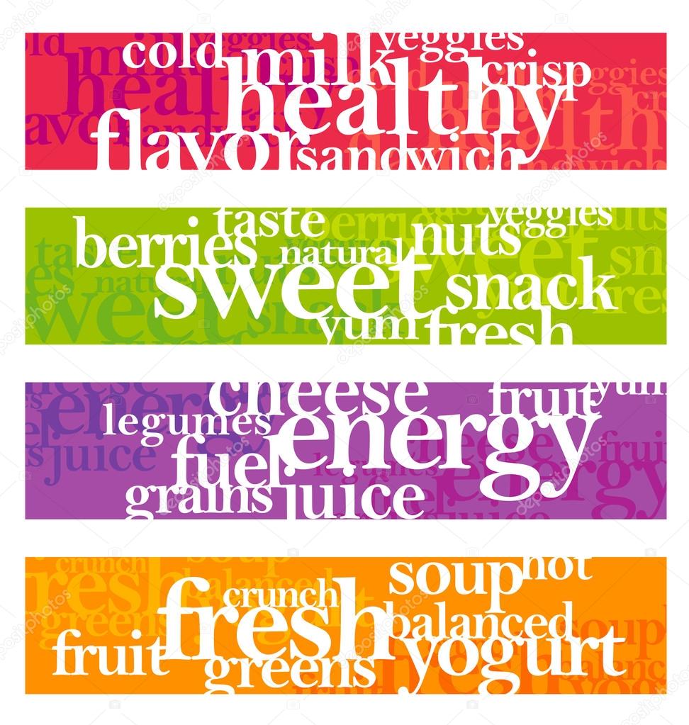 Nutrition words banner set
