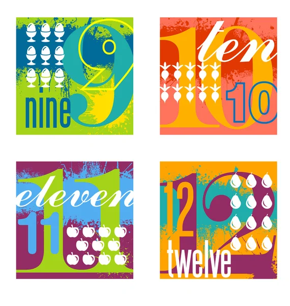 Conjunto de diseños de números coloridos 3 — Archivo Imágenes Vectoriales