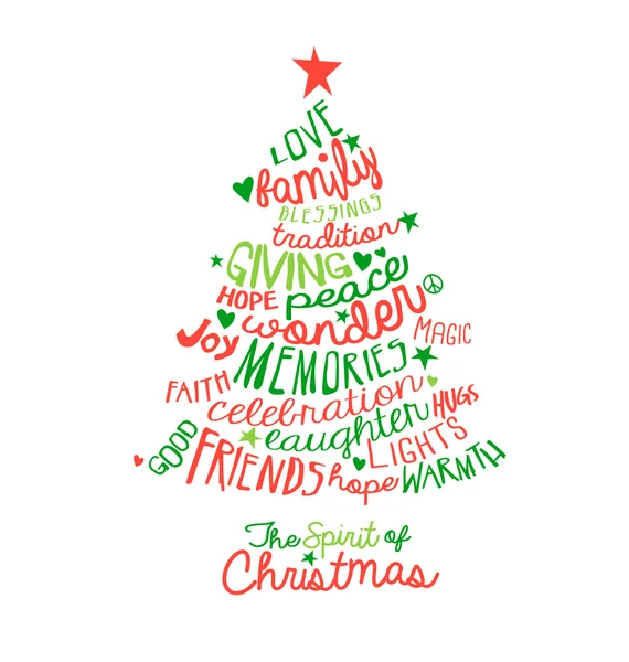 Noel kartı Word Cloud ağacı tasarım