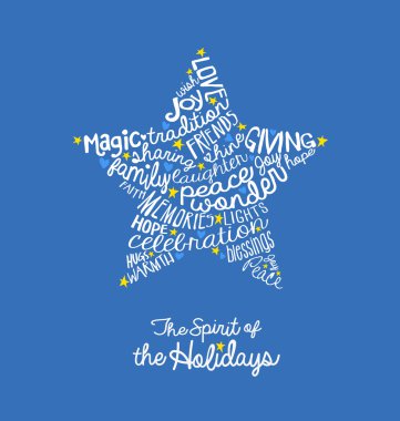 El yazısı Noel yıldız kartı Word Cloud tasarım