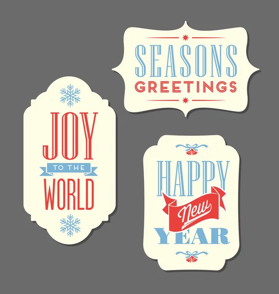 Christmas Holiday tags vintage type design elements — Stock Vector