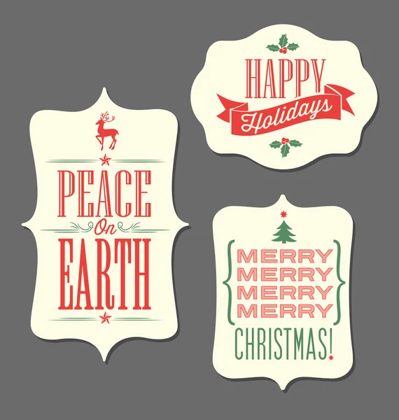 Christmas Holiday tags vintage type design elements — Stock Vector