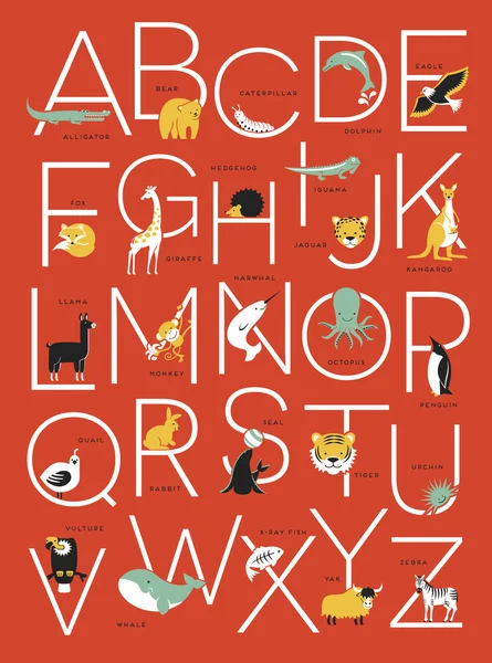 Animal alphabet poster design Vector Graphics