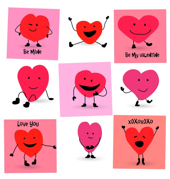 Sevgililer günü kalpleri karikatürler — Stok Vektör