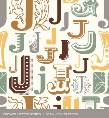 Seamless vintage pattern of the letter j in retro colors