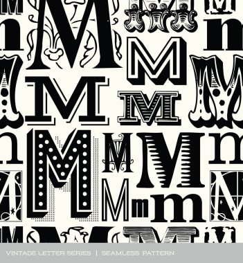 Seamless vintage pattern of the letter m