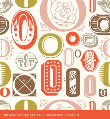 Seamless vintage pattern of the letter o in retro colors clipart