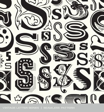 Seamless vintage pattern of the letter s clipart