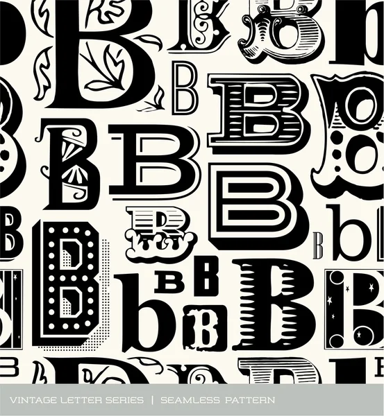 Naadloze vintage patroon van de letter b — Stockvector