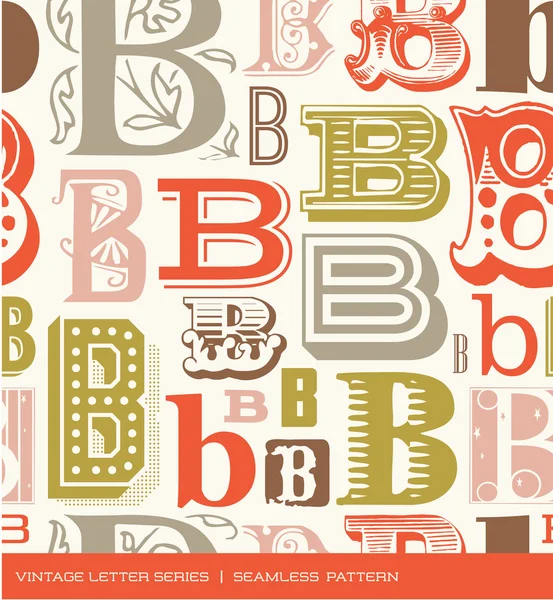 Seamless vintage pattern of the letter b in retro colors — Stock Vector