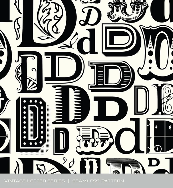 Seamless vintage pattern of the letter in d — Stock Vector