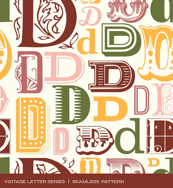 Sömlös vintage mönster av bokstaven i d retro färger — Stock vektor