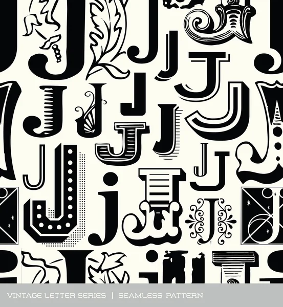 Seamless vintage pattern of the letter in j — Stock Vector