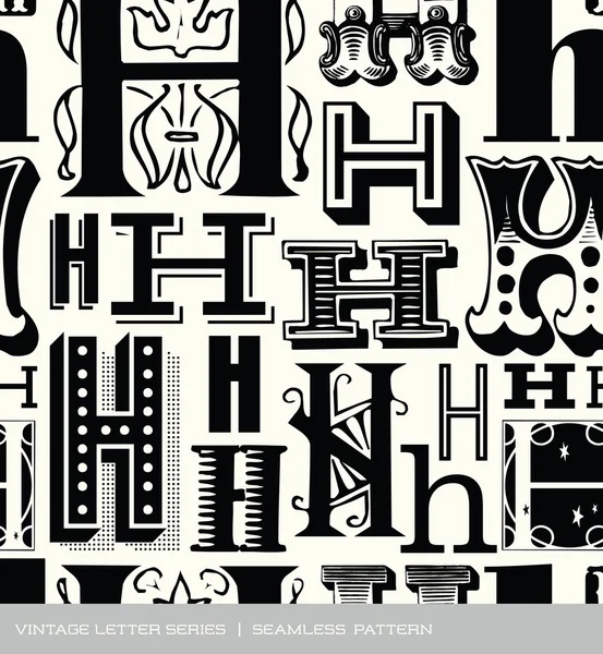 Seamless vintage pattern of the letter h — Stock Vector