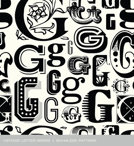 Naadloze vintage patroon van de letter g — Stockvector
