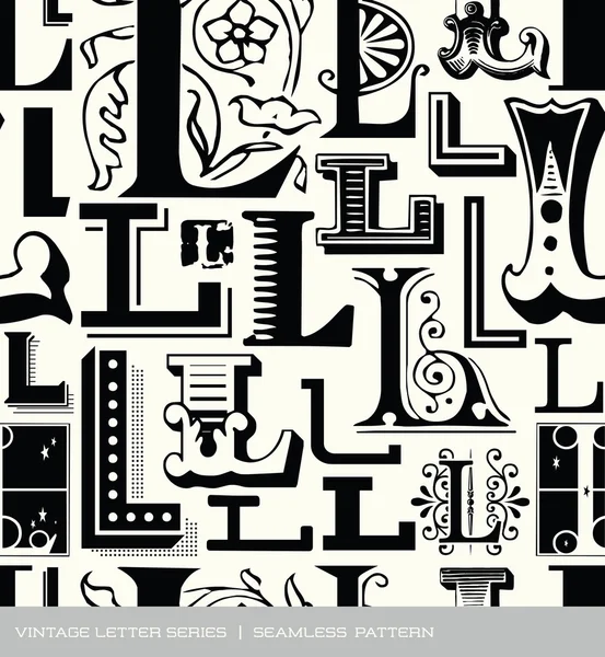 Seamless vintage pattern of the letter L — Stock Vector