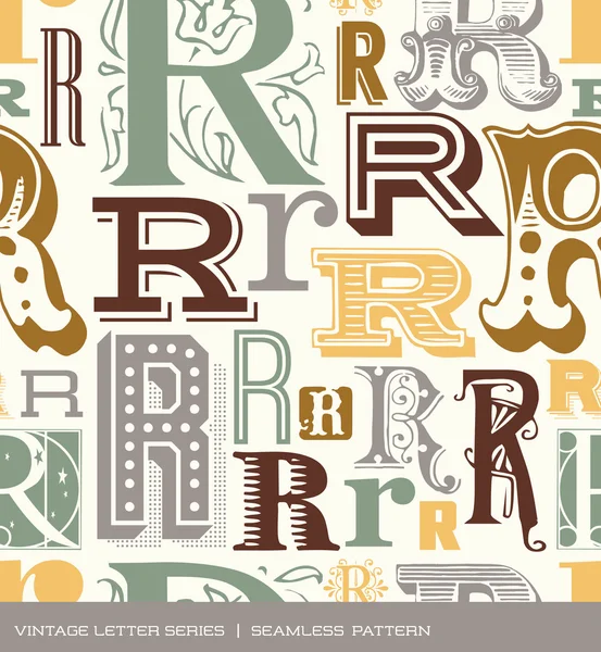 Nahtloses Vintage-Muster des Buchstabens r in Retro-Farben — Stockvektor