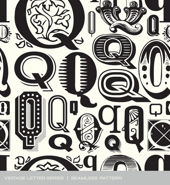 Seamless vintage pattern of the letter q — Stock Vector
