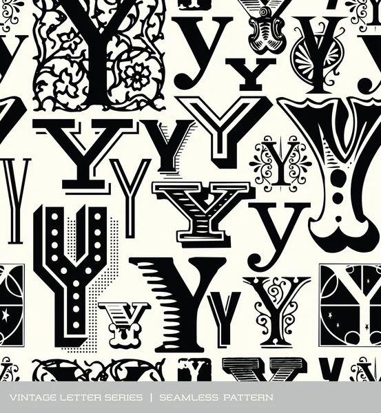 Nahtloses Vintage-Muster des Buchstabens y — Stockvektor