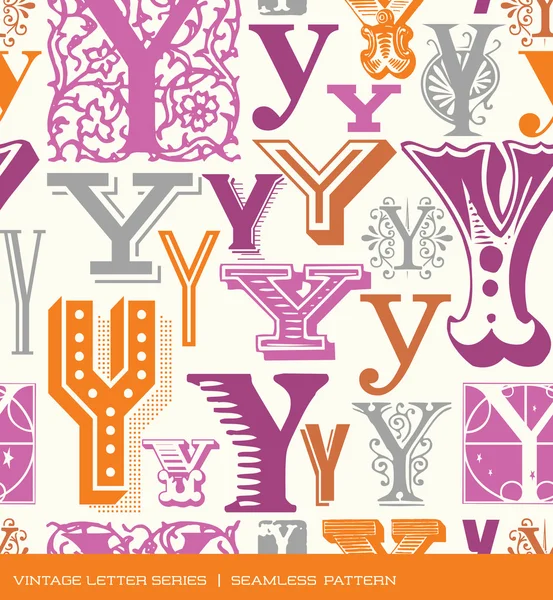 Seamless vintage pattern of the letter y in retro colors — Stock Vector