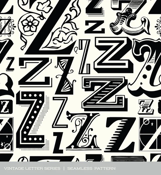 Naadloze vintage patroon van de letter z — Stockvector