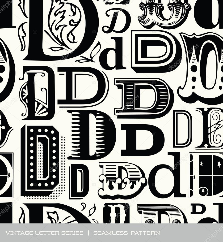 Seamless vintage pattern of the letter in d