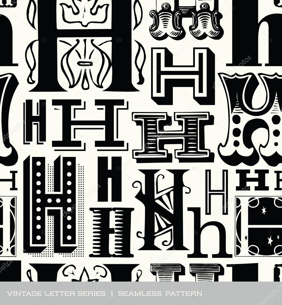 Seamless vintage pattern of the letter h