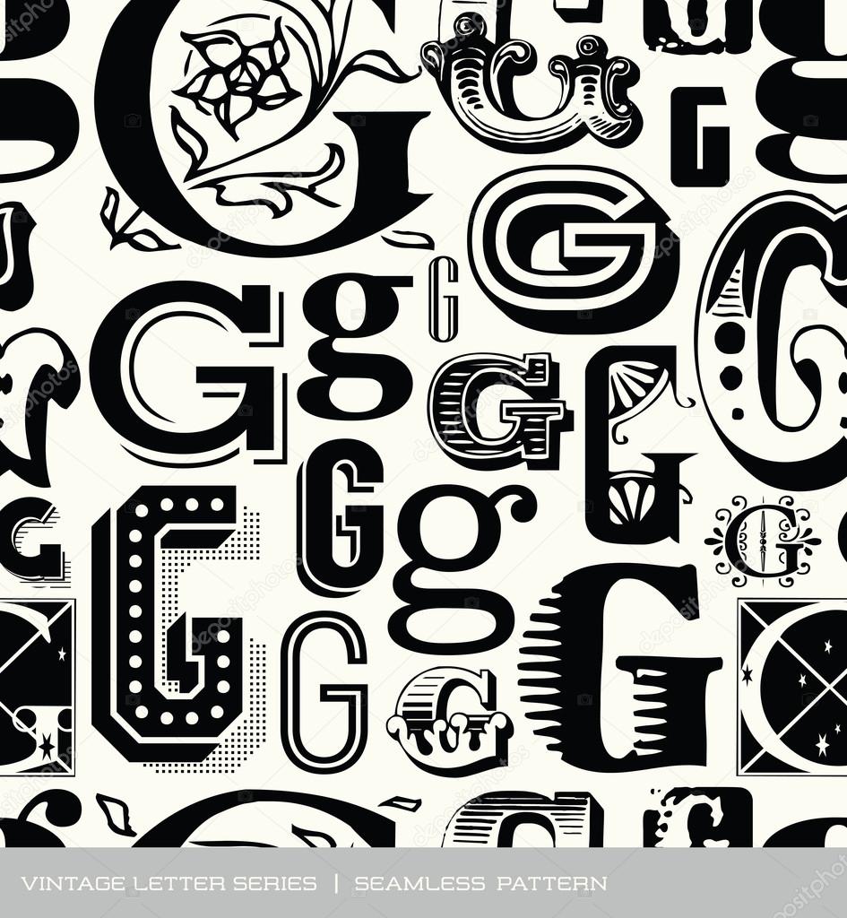 Seamless vintage pattern of the letter g