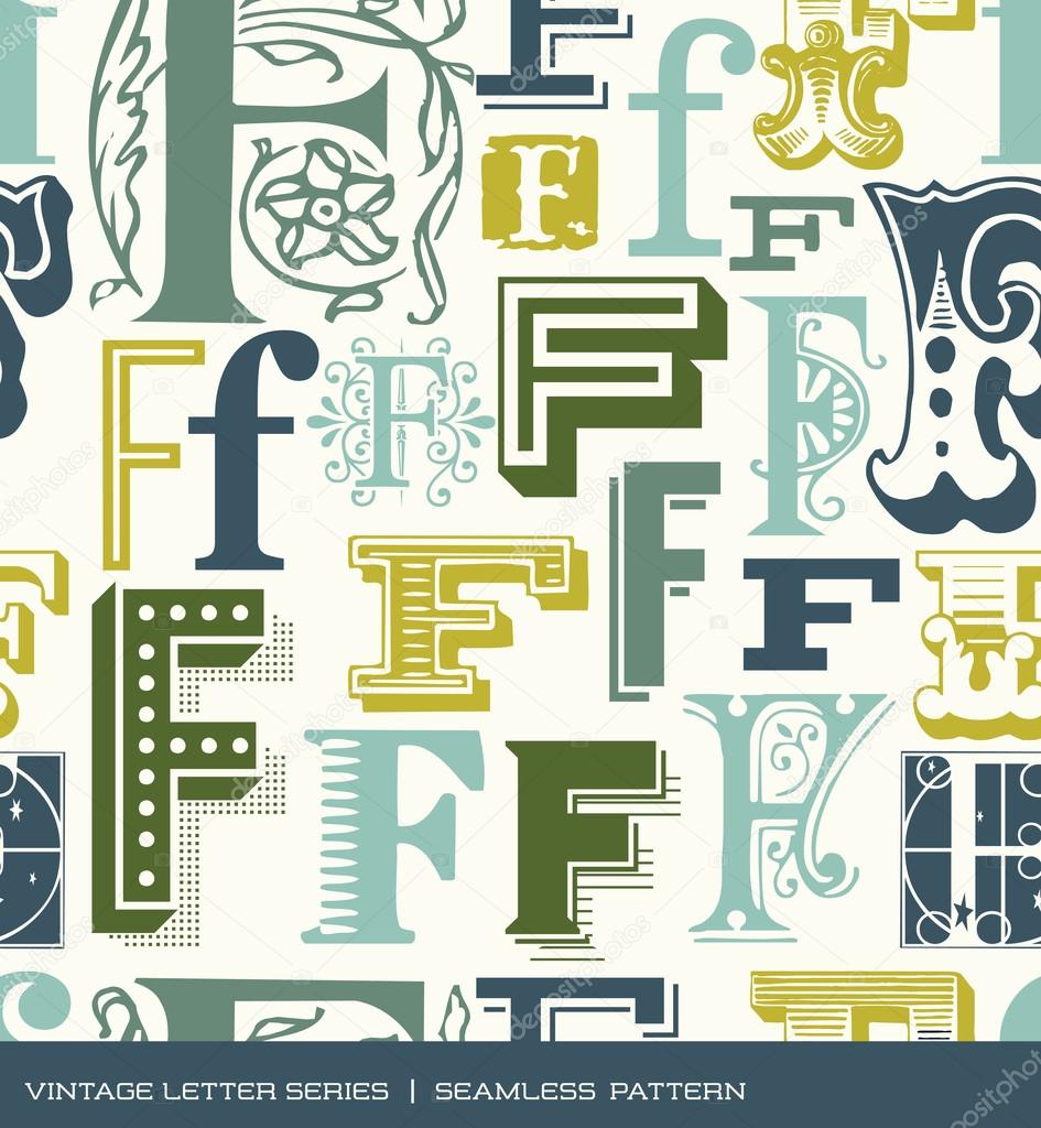Seamless vintage pattern of the letter F in retro colors