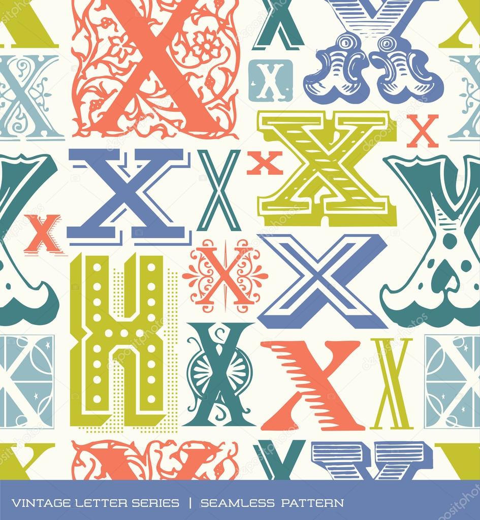 Sin Fisuras Patrón Vintage De La Letra X En Colores Retro