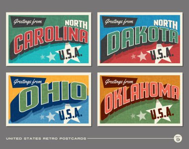 Amerika Birleşik Devletleri vintage tipografi kartpostal tasarımı