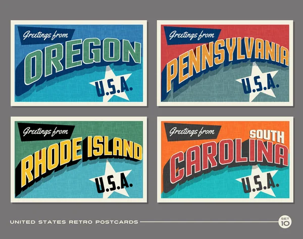 États-Unis vintage typographie cartes postales dessins — Image vectorielle