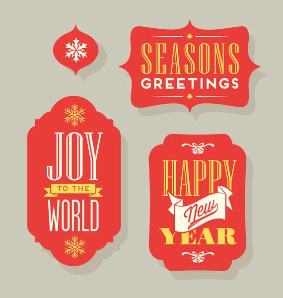 Noël Étiquettes vacances vintage typographie éléments de conception — Image vectorielle