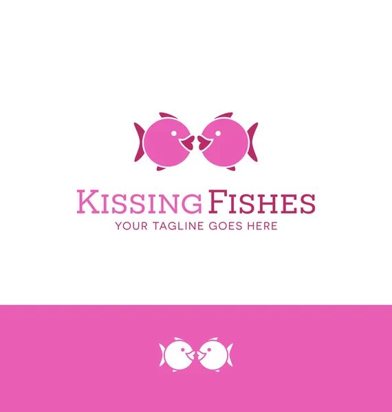 Logo design of 2 iconic fishes kissing. — Stock Vector